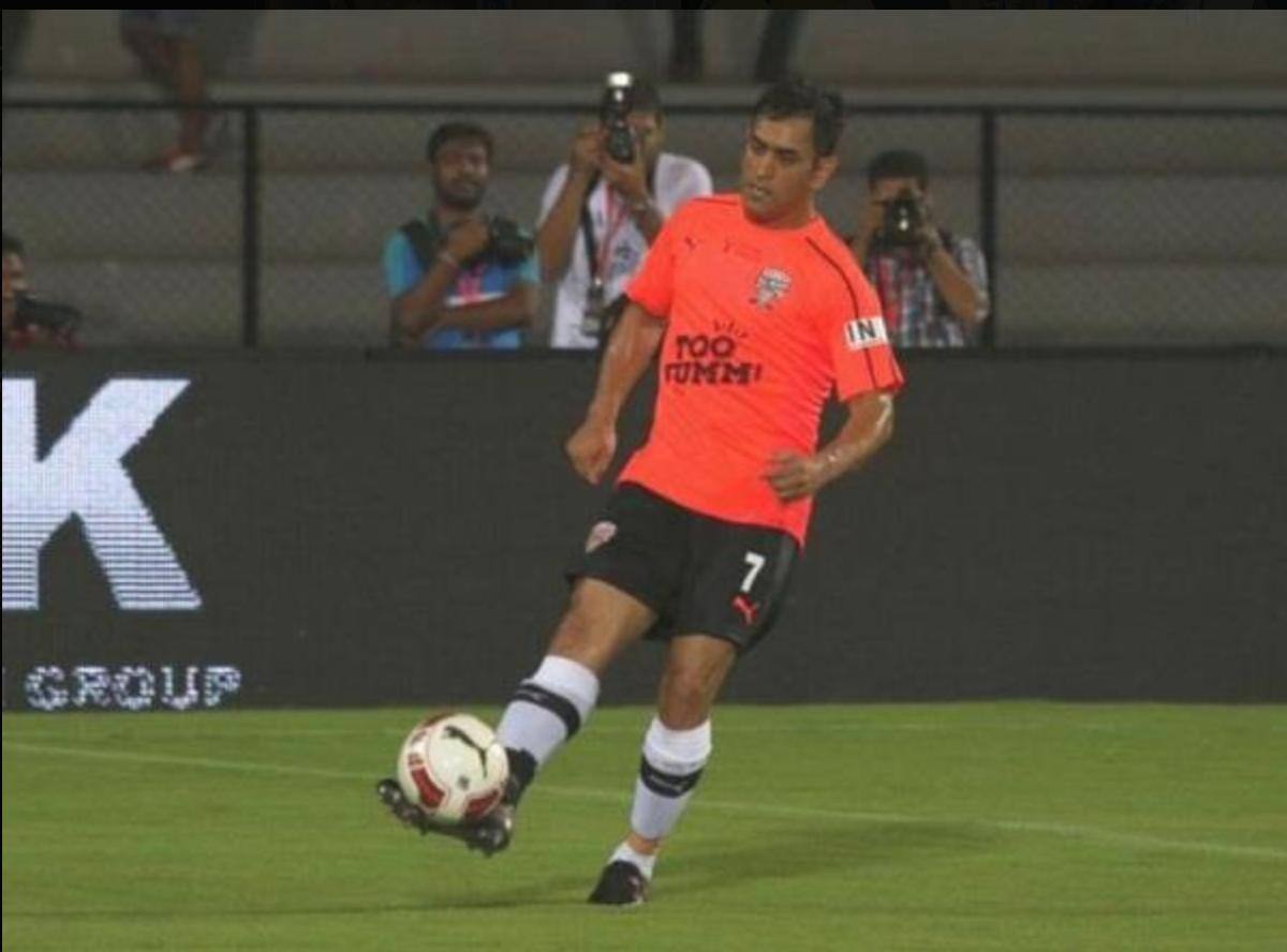 MS Dhoni during a Charity Football Match [X]
